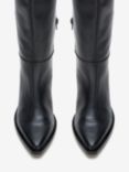 Mint Velvet Leather Cowboy Knee Boots, Black