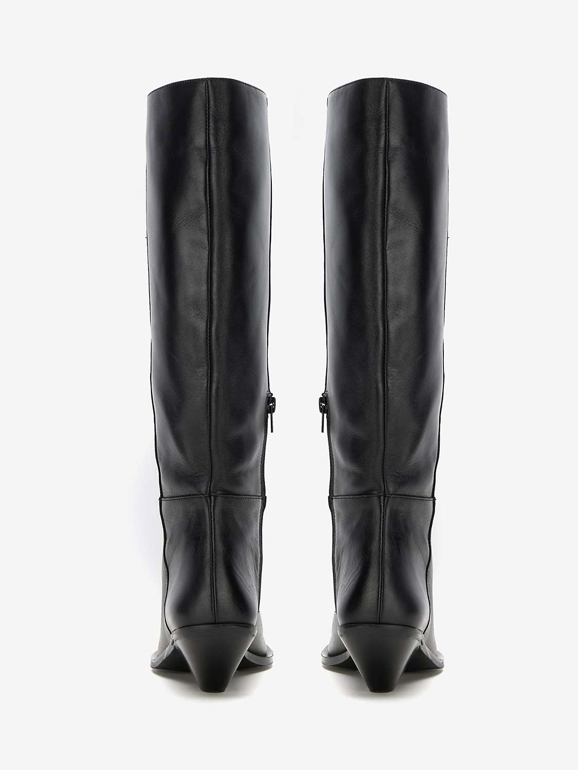 Buy Mint Velvet Leather Cowboy Knee Boots, Black Online at johnlewis.com