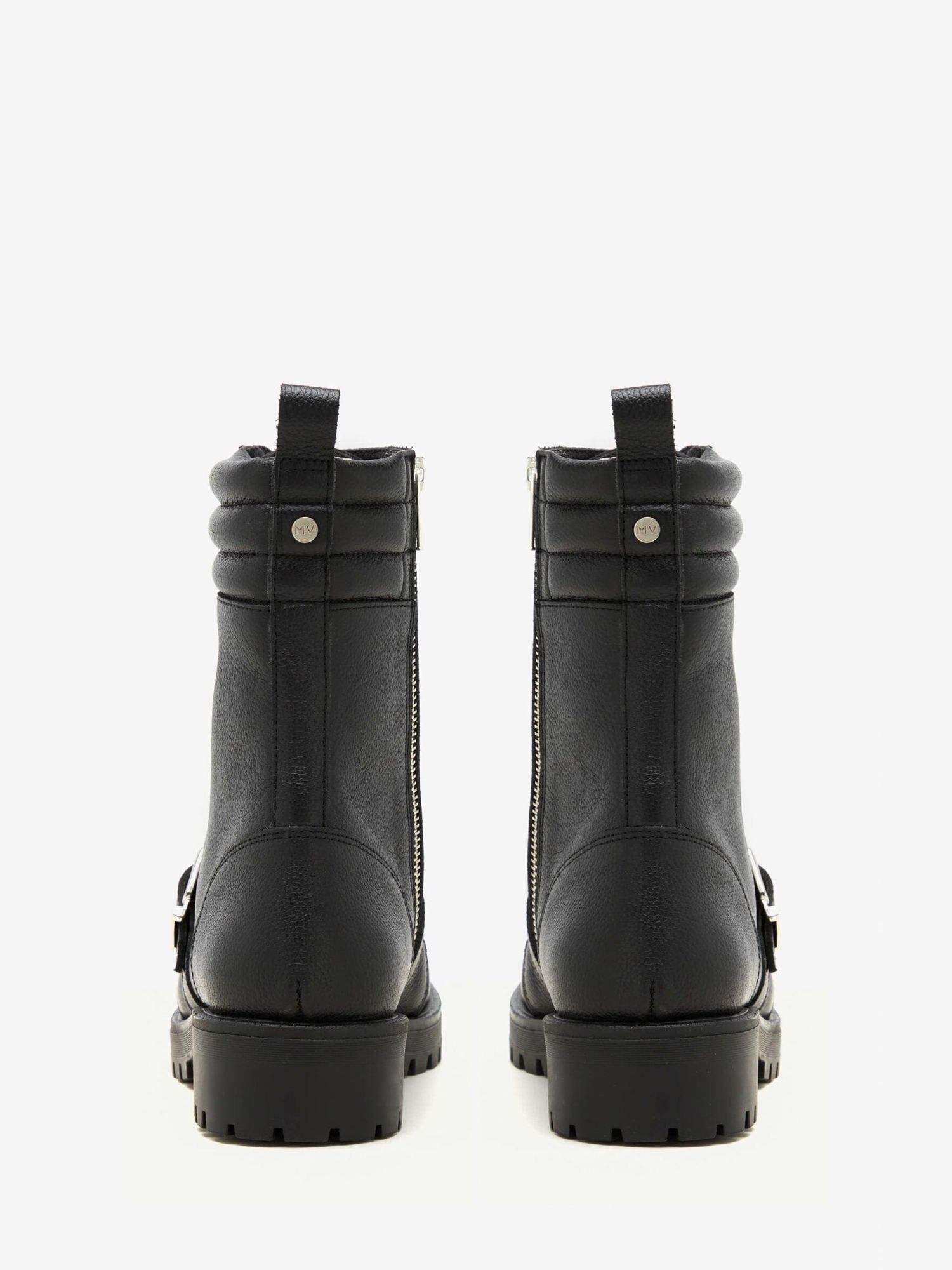 Mint Velvet Leather Biker Boots, Black at John Lewis & Partners