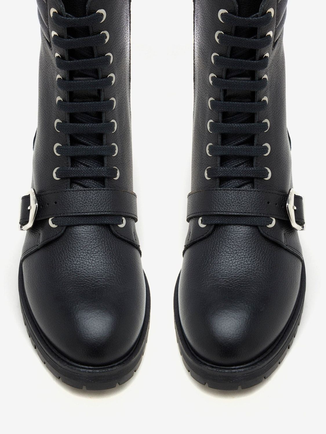 Mint Velvet Leather Biker Boots, Black at John Lewis & Partners