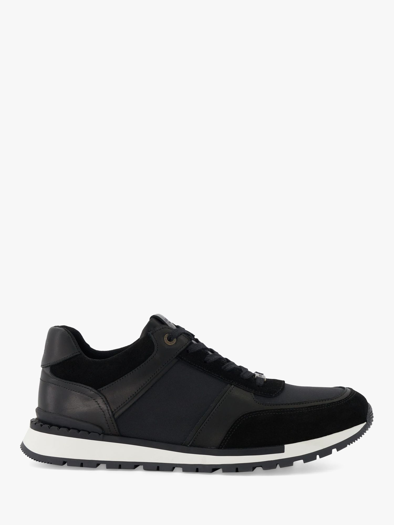 Dune Titles Suede and Leather Trainers, Black at John Lewis & Partners