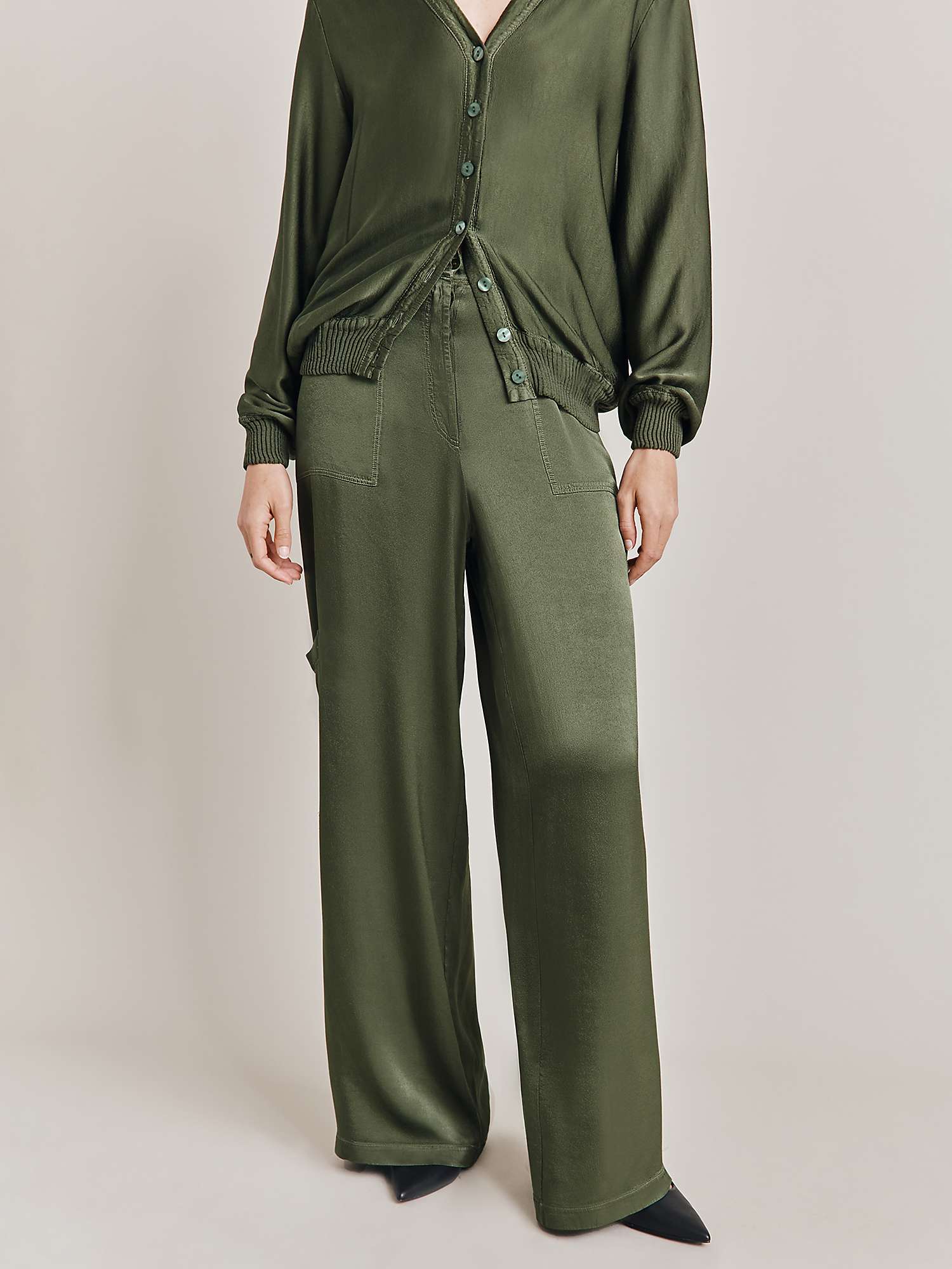 Ghost Aurora Wide Leg Trousers, Thyme at John Lewis & Partners