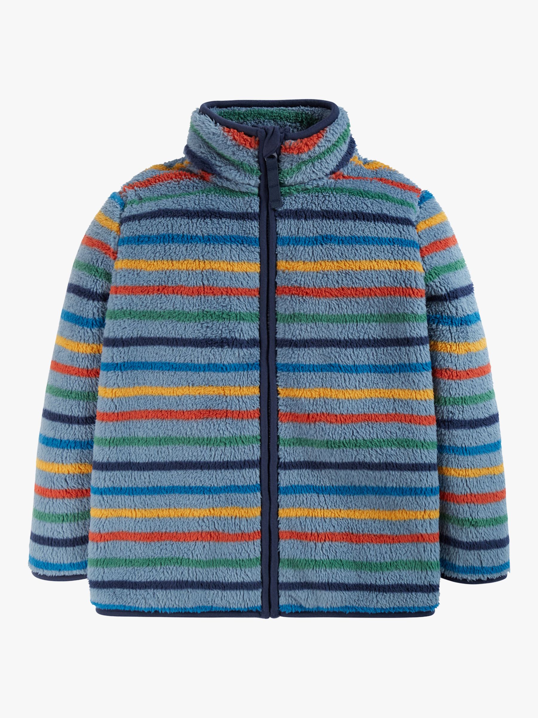 Frugi Kids' Ted Rainbow Stripe Fleece Jacket, Nimbus at John Lewis ...