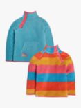 Frugi Kids' Reversible Snuggle Fleece, Pink Stripe/Blue, Pink Stripe/Blue