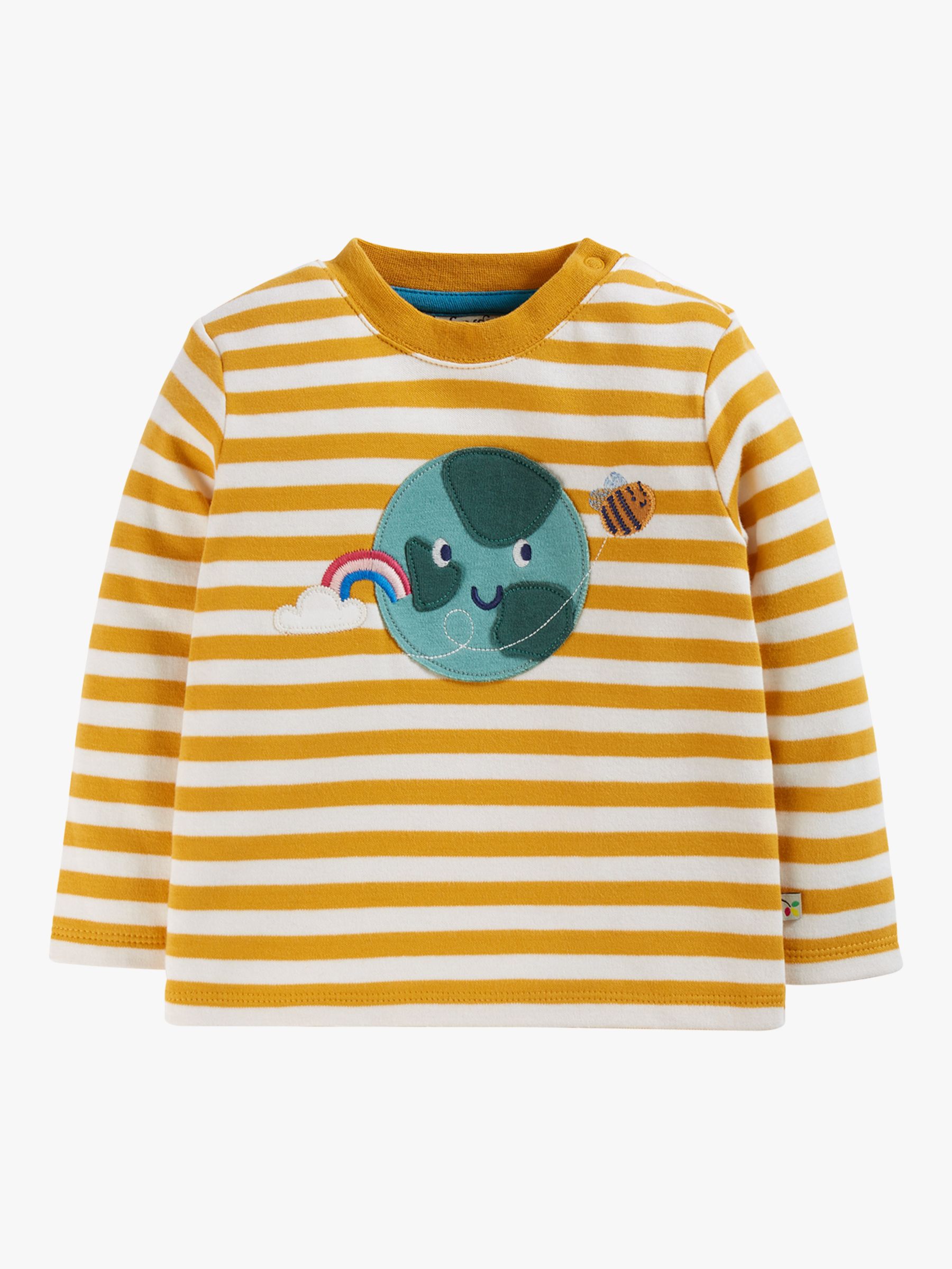 Frugi Kids' Switch Discovery Earth Applique Top, Gold/Multi at John ...