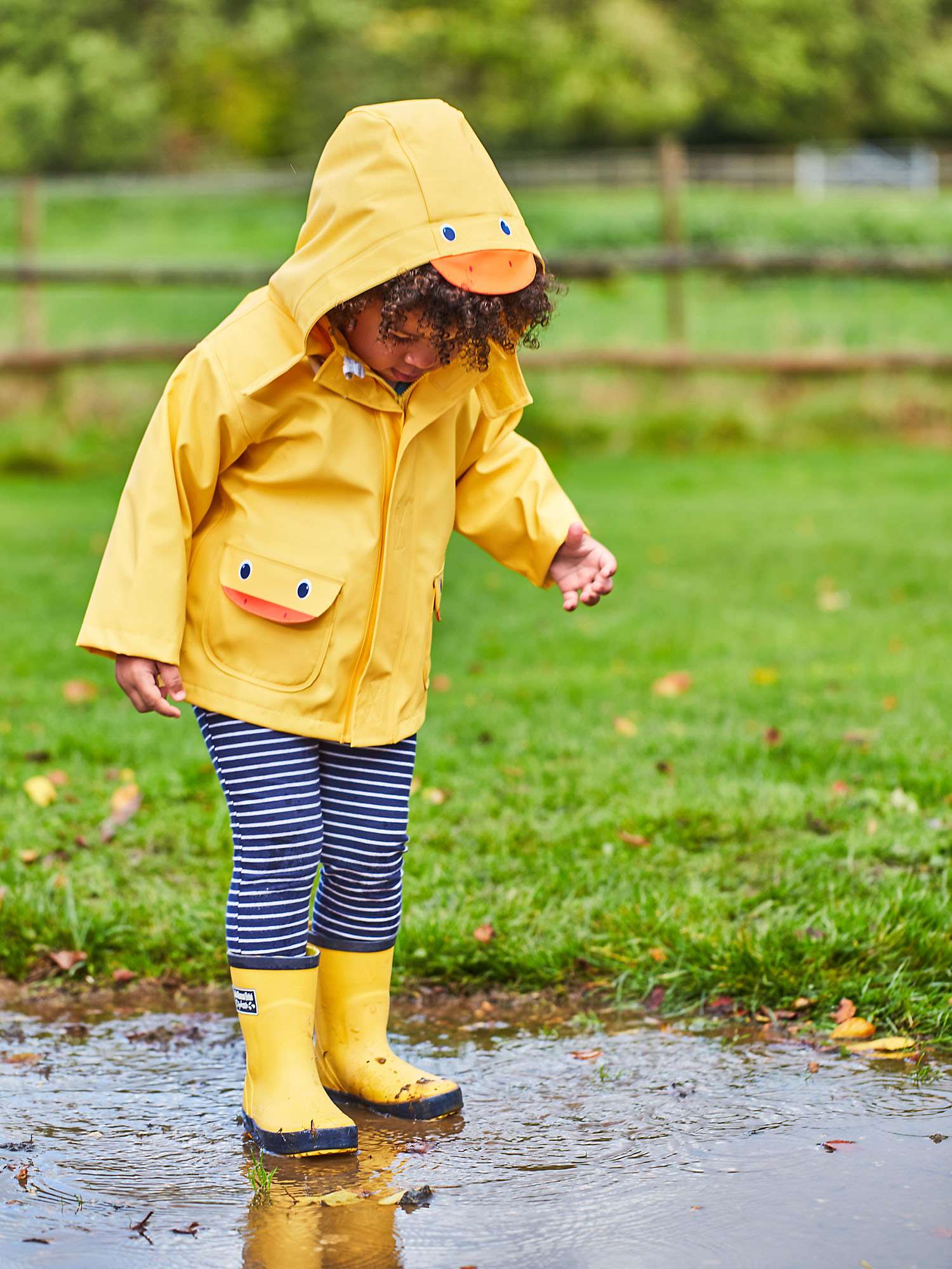 Buy JoJo Maman Bébé Kids' Duck Waterproof Hooded Jacket, Mustard Online at johnlewis.com