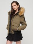 Superdry Hooded Everest Puffer Bomber Jacket, Military Olive