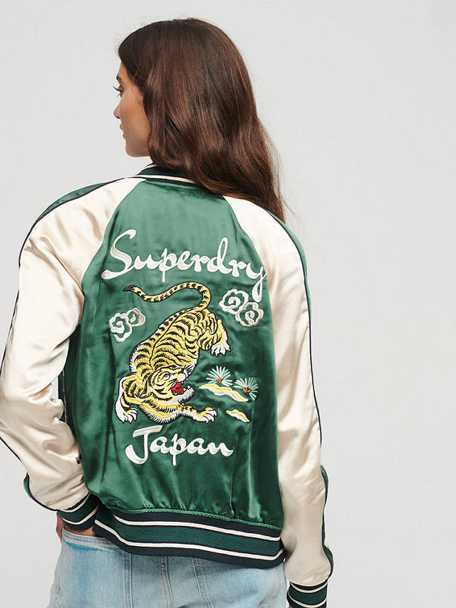 Superdry Sukajan Embroidered Bomber Jacket, Pine Green
