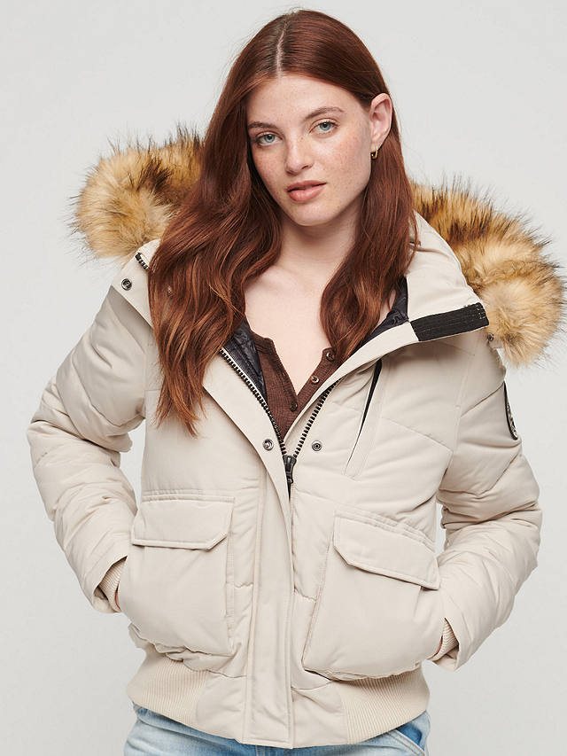 Superdry Hooded Everest Puffer Bomber Jacket, Chateau Gray