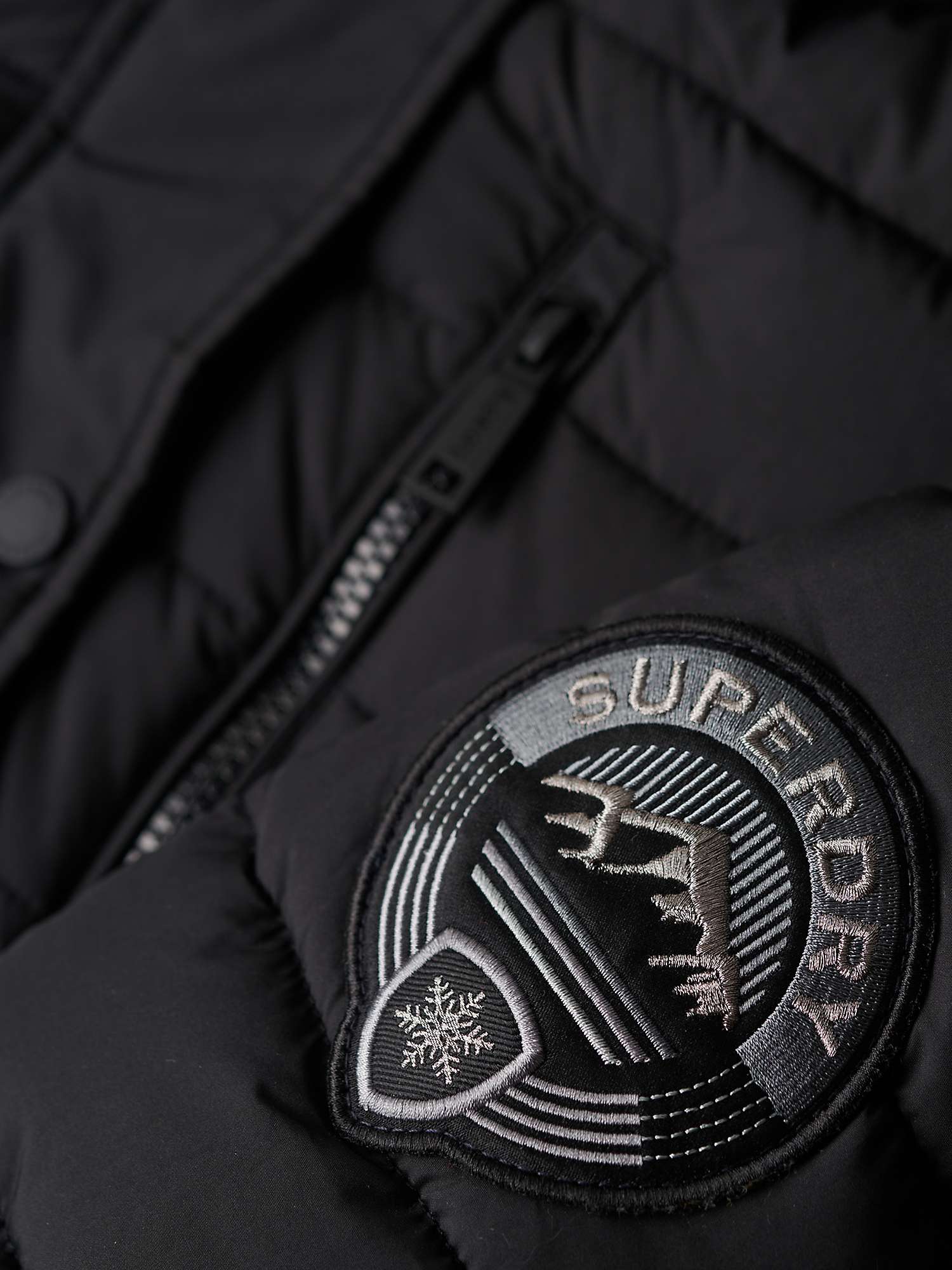 Superdry Fuji Quilted Coat, Black at John Lewis & Partners