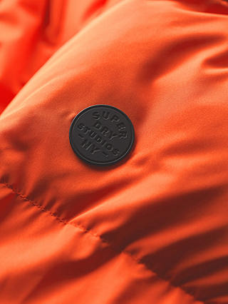 Superdry Maxi Hooded Puffer Coat, Bold Orange