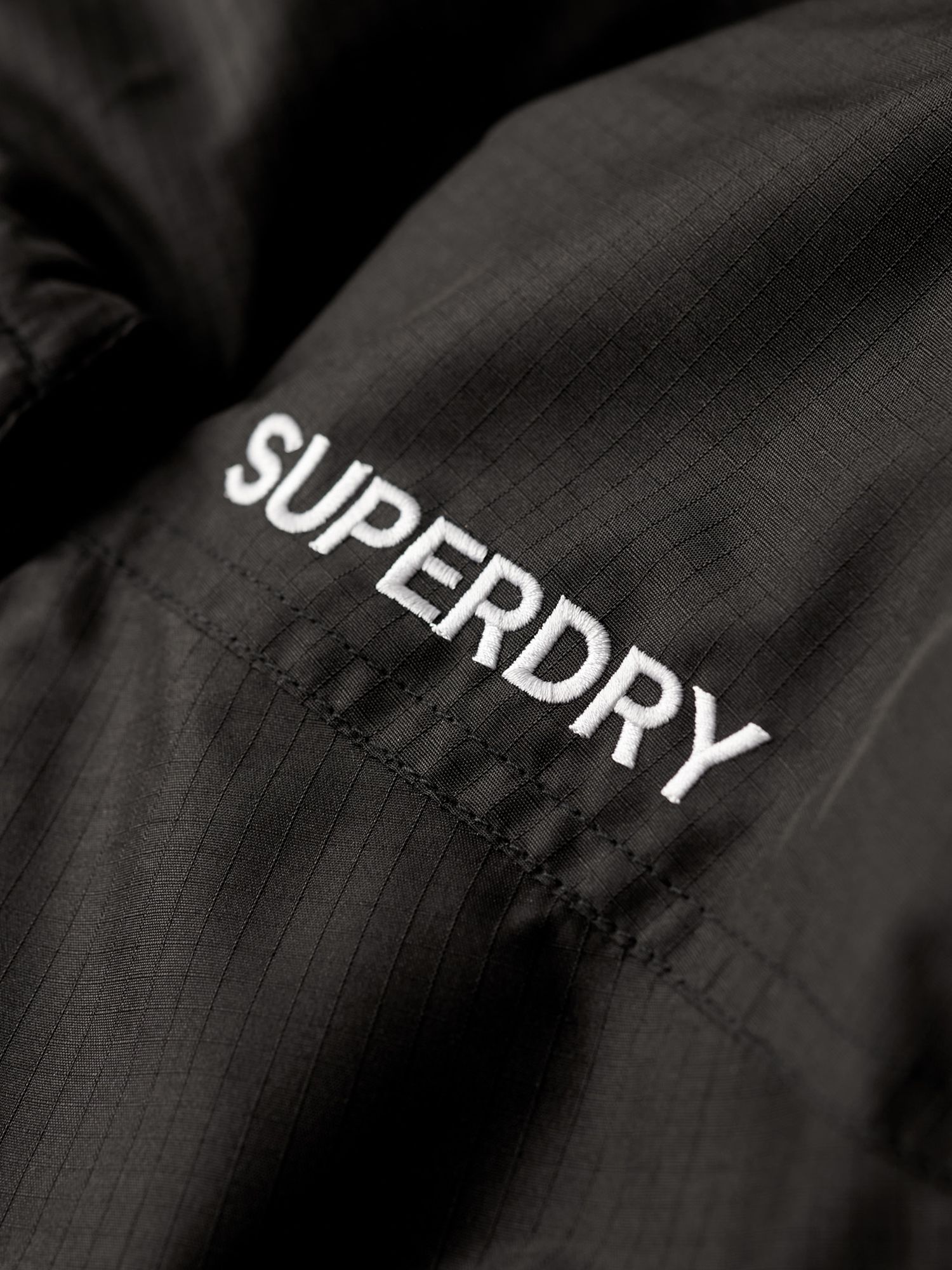Superdry Code SD-Windcheater Jacket, Black Grid at John Lewis & Partners