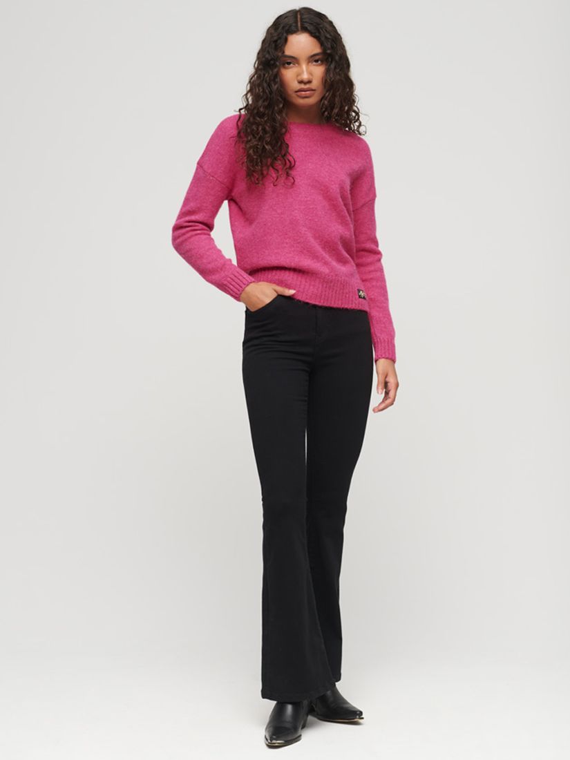 Superdry Essential Crew Neck Knit Jumper, Dusty Raspberry at John Lewis ...