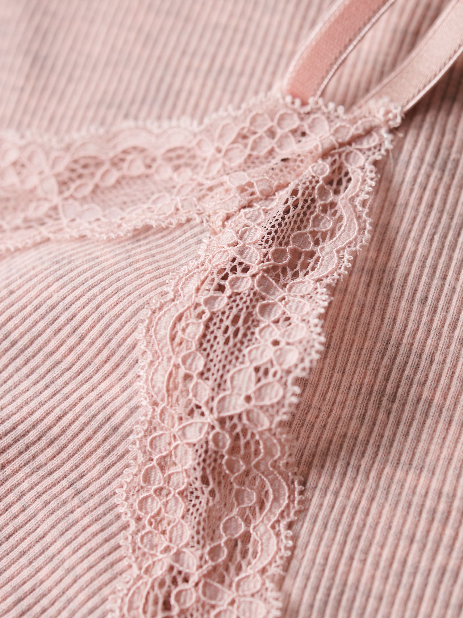 Women's Organic Cotton Vintage Rib Lace Trim Cami Top in Blush