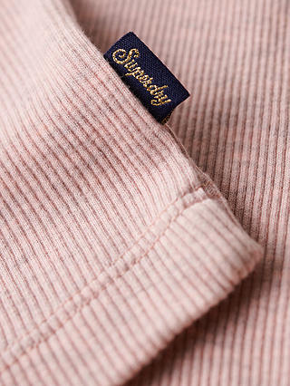 Superdry Organic Cotton Vintage Rib Lace Cami Top, La Soft Pink Marl