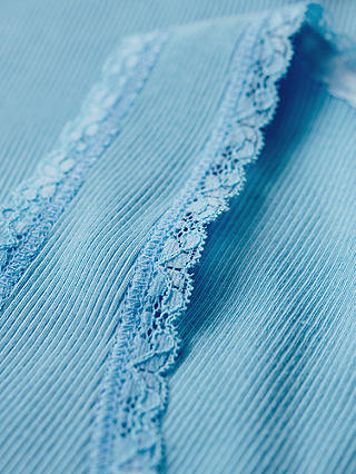 Superdry Organic Cotton Vintage Lace Trim Vest Top, Air Blue