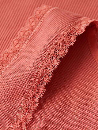 Superdry Organic Cotton Vintage Lace Trim Vest Top, Coral Peach