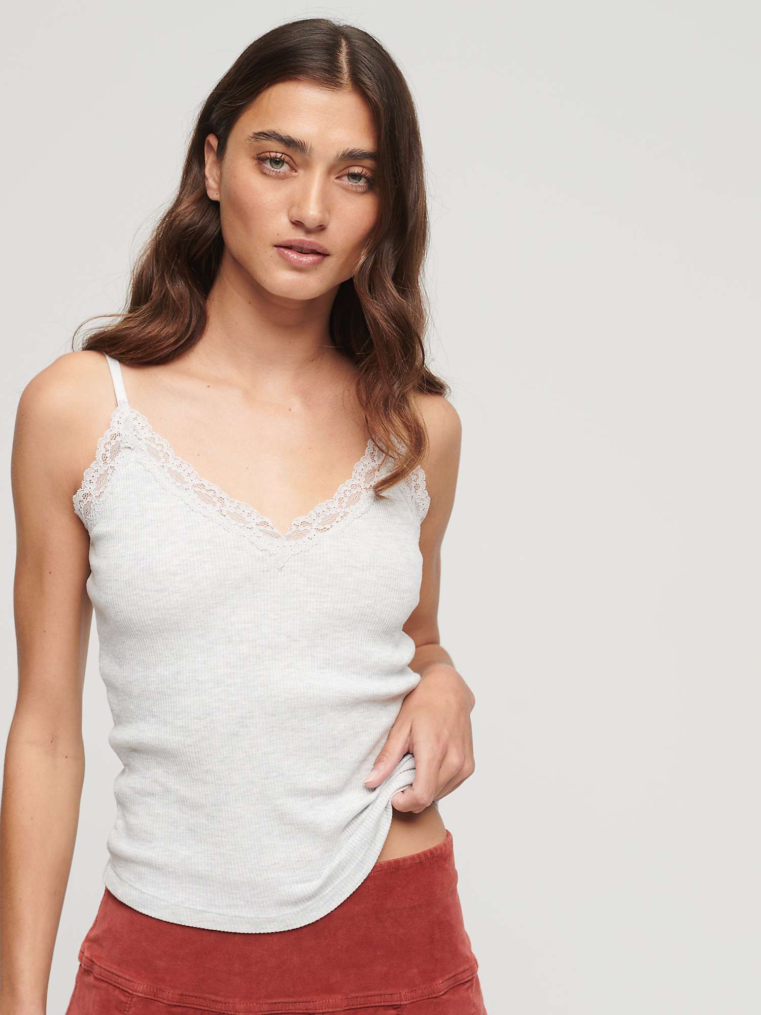Buy Superdry Organic Cotton Essential Rib Lace Cami Online at johnlewis.com