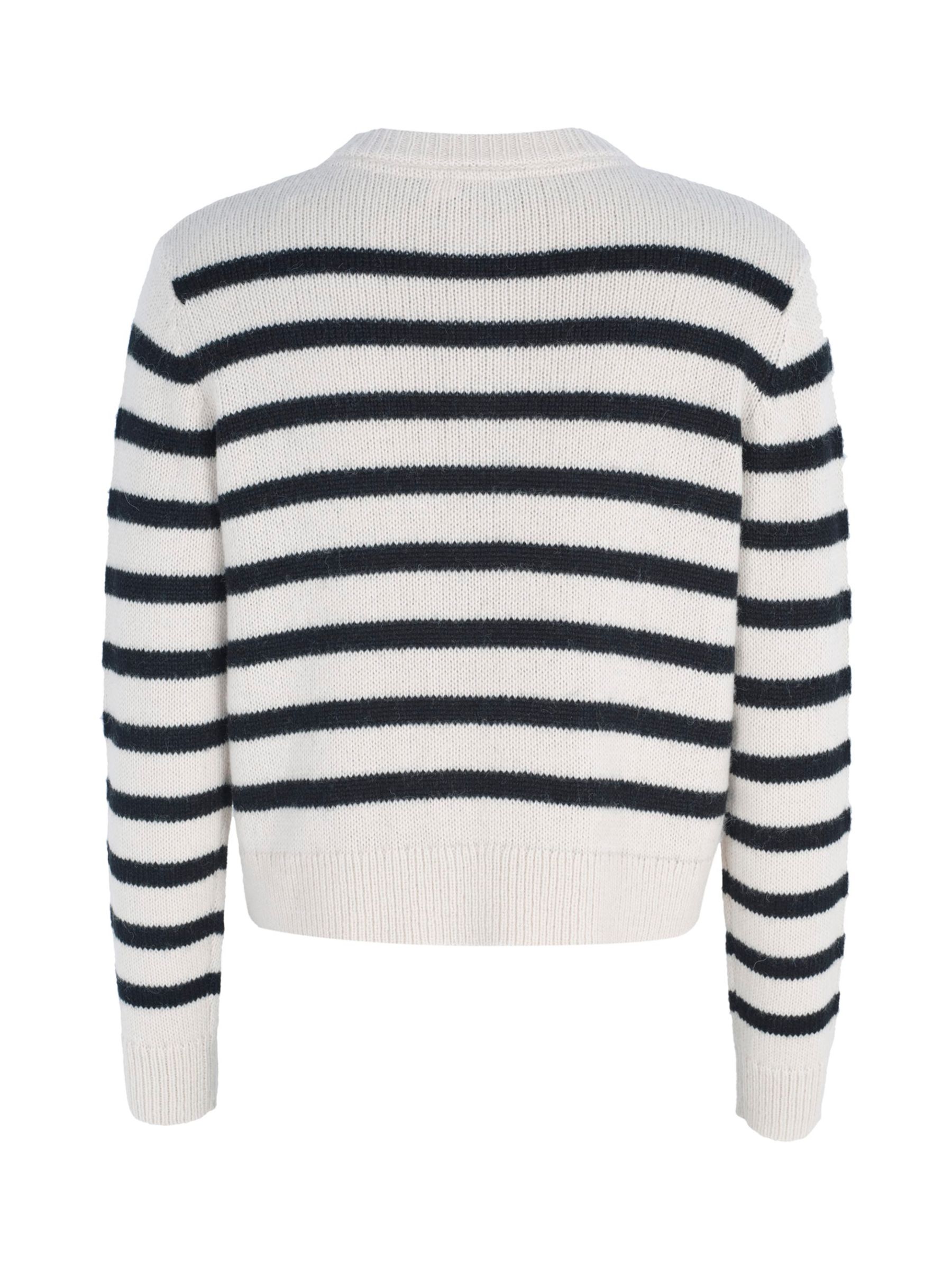 Mint Velvet Striped Wool Blend Knit Cardigan, Black/White at John Lewis ...