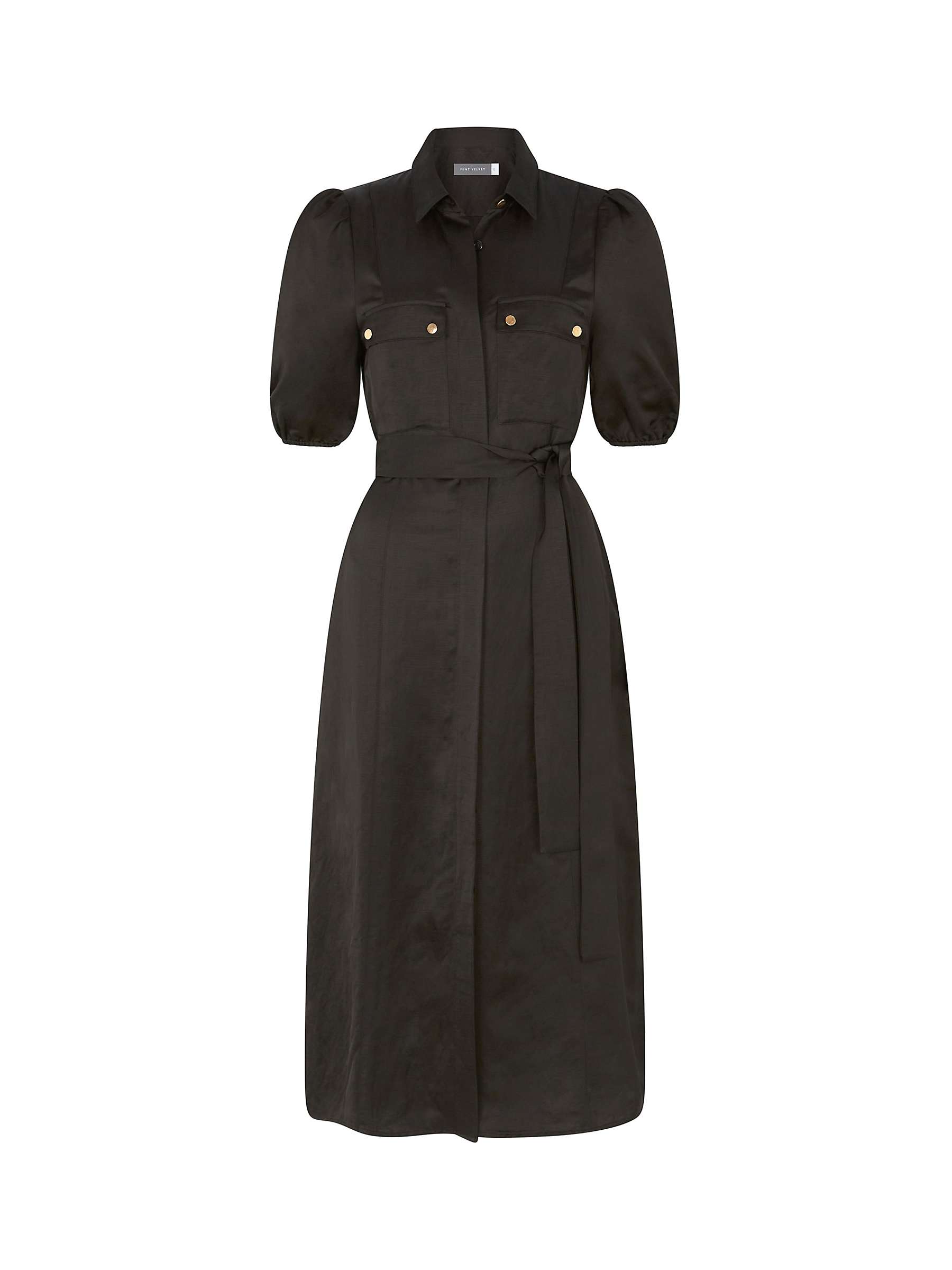 Mint Velvet Linen Blend Midi Shirt Dress, Black at John Lewis & Partners