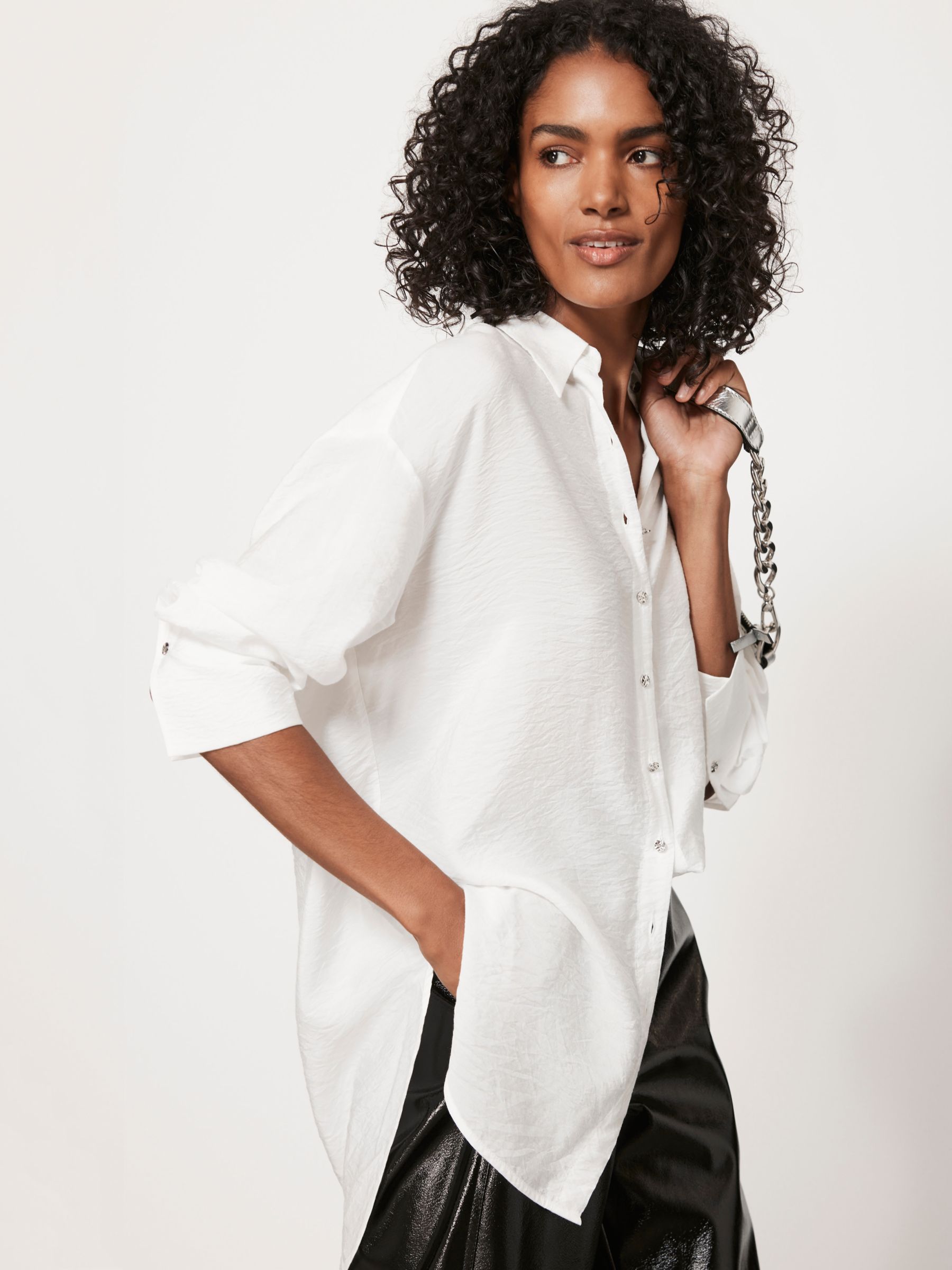 Mint Velvet Longline Shirt, Ivory