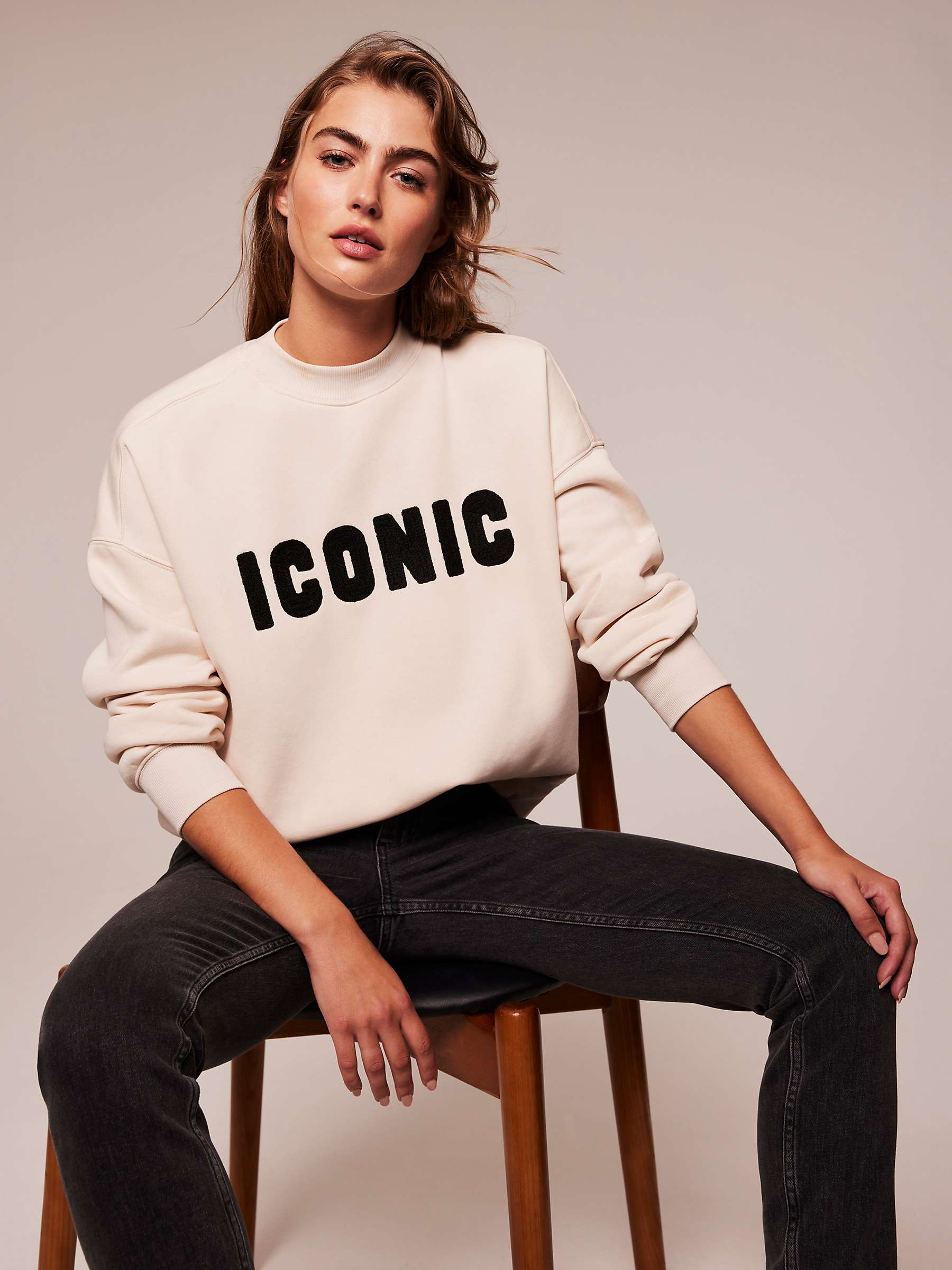 Buy Mint Velvet Iconic Slogan Sweatshirt, Natural Online at johnlewis.com