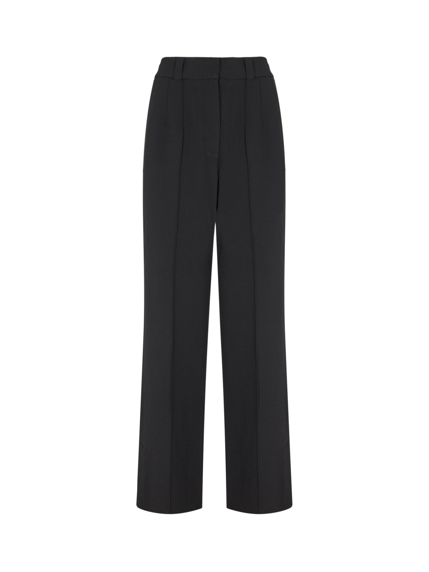 Mint Velvet Straight Front Pleat Trousers, Black at John Lewis & Partners