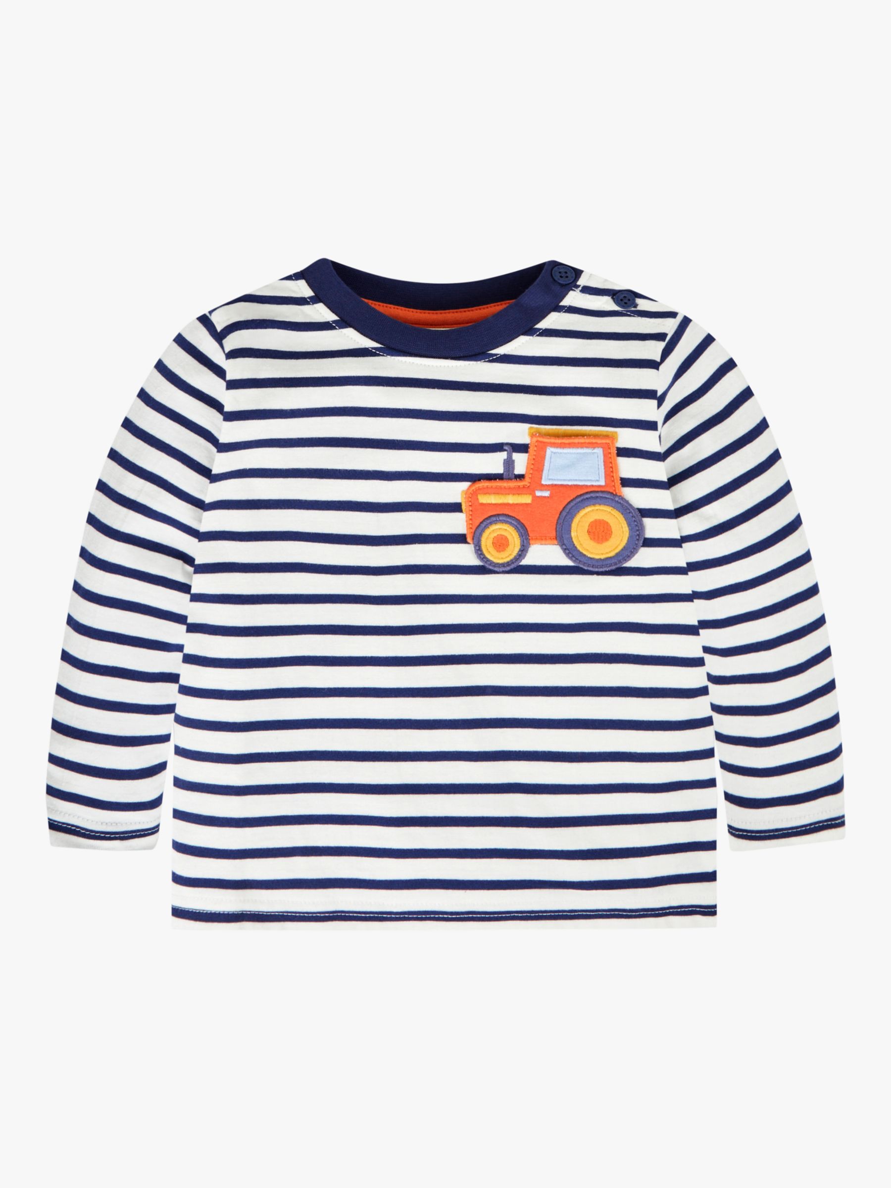 Buy JoJo Maman Bébé Kids' Tractor Striped T-Shirt, White/Navy Online at johnlewis.com