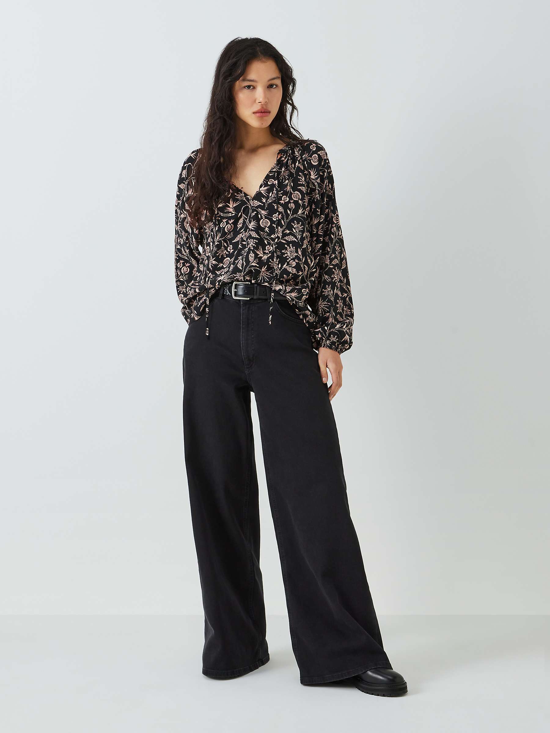 Buy AND/OR Lucinda Floral Blouse, Black/Multi Online at johnlewis.com