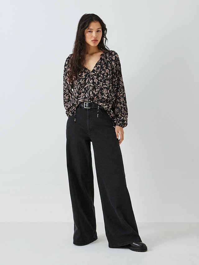 AND/OR Lucinda Floral Blouse, Black/Multi