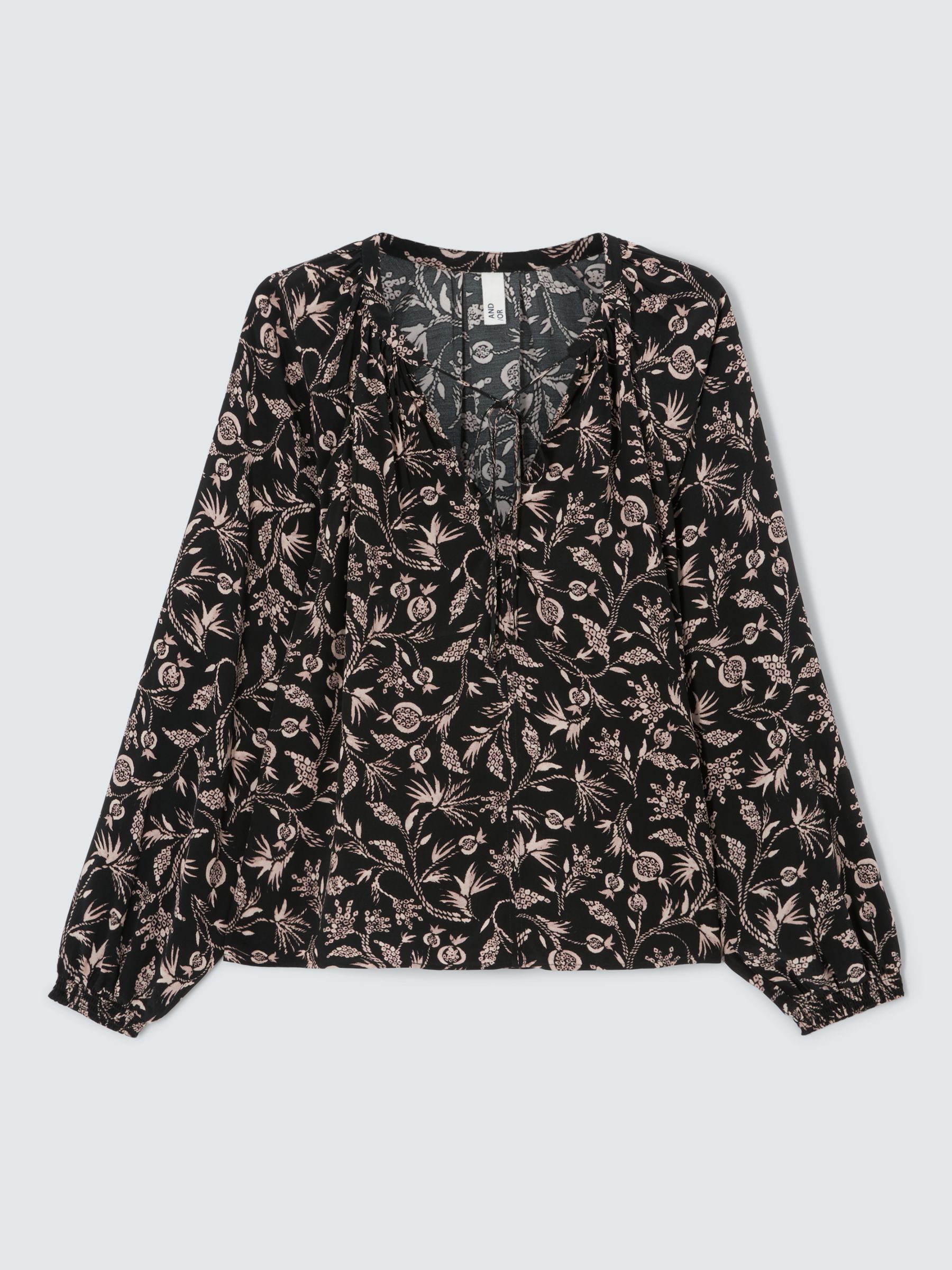 AND/OR Lucinda Floral Blouse, Black/Multi at John Lewis & Partners