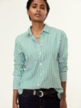 Baukjen Rishma Stripe Organic Cotton Shirt, Bright Emerald/Soft White