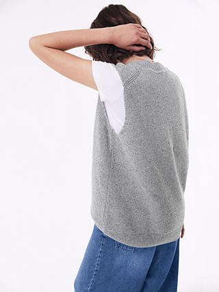 Baukjen Katalina Oversized Recycled Wool Knitted Vest, Grey Fleck