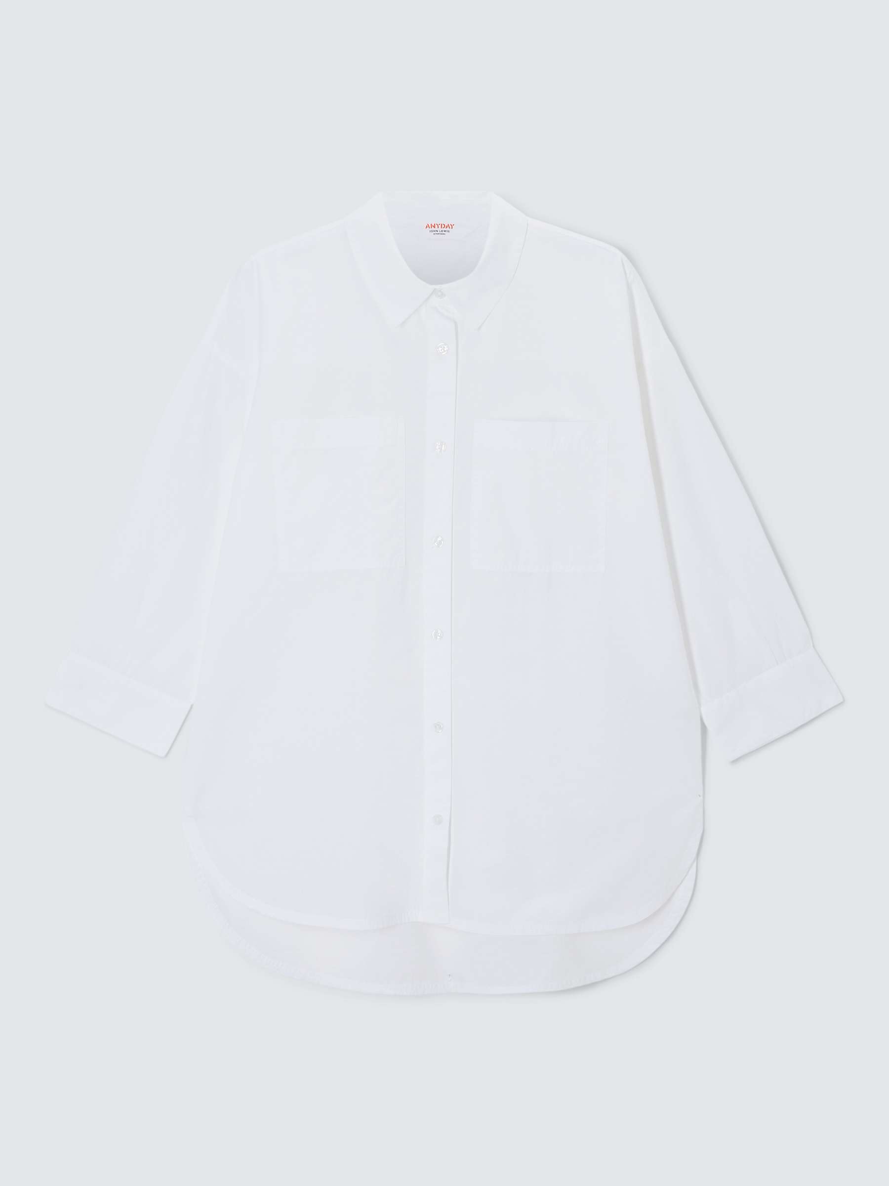 Buy John Lewis ANYDAY Curved Hem Shirt, White Online at johnlewis.com