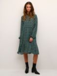 KAFFE Karina Flower & Leaf Print Midi Dress, Green/Multi
