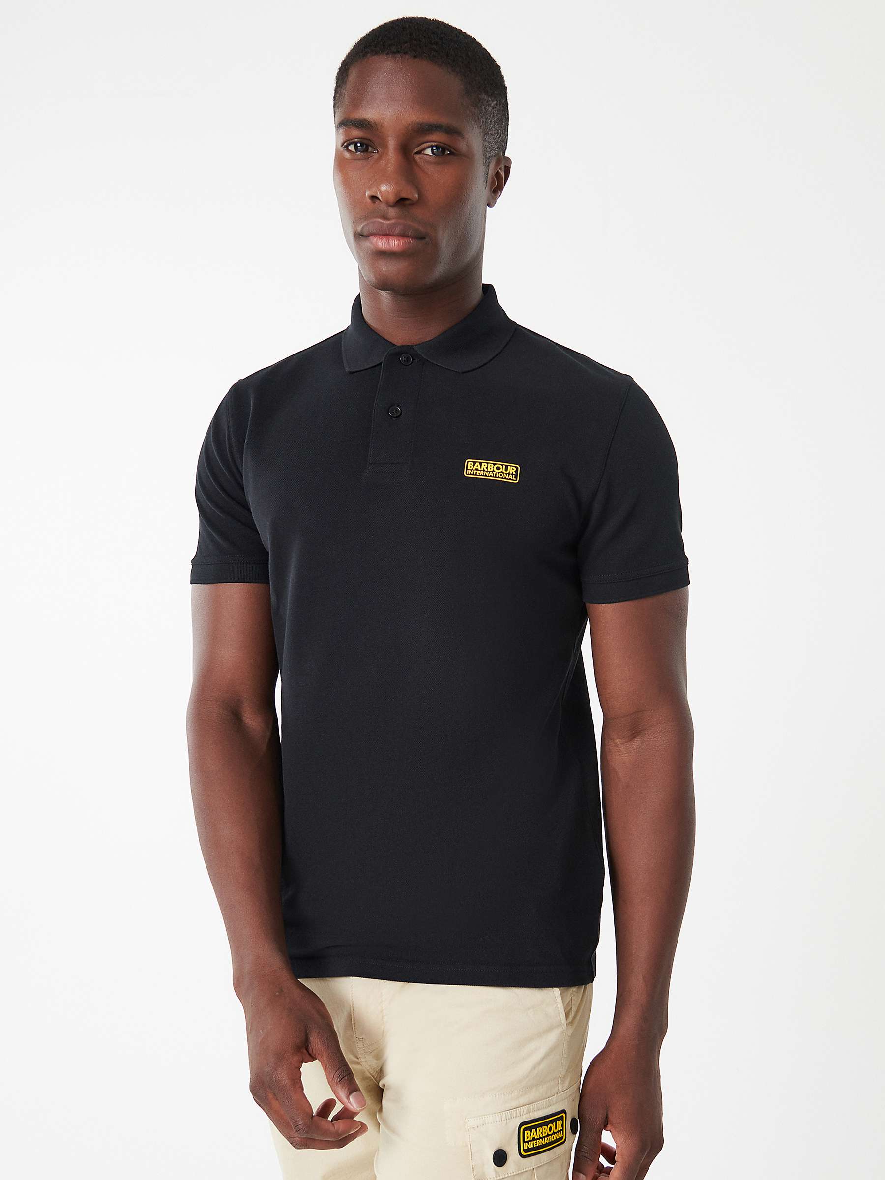 Barbour International Essential Polo Shirt, Black at John Lewis & Partners