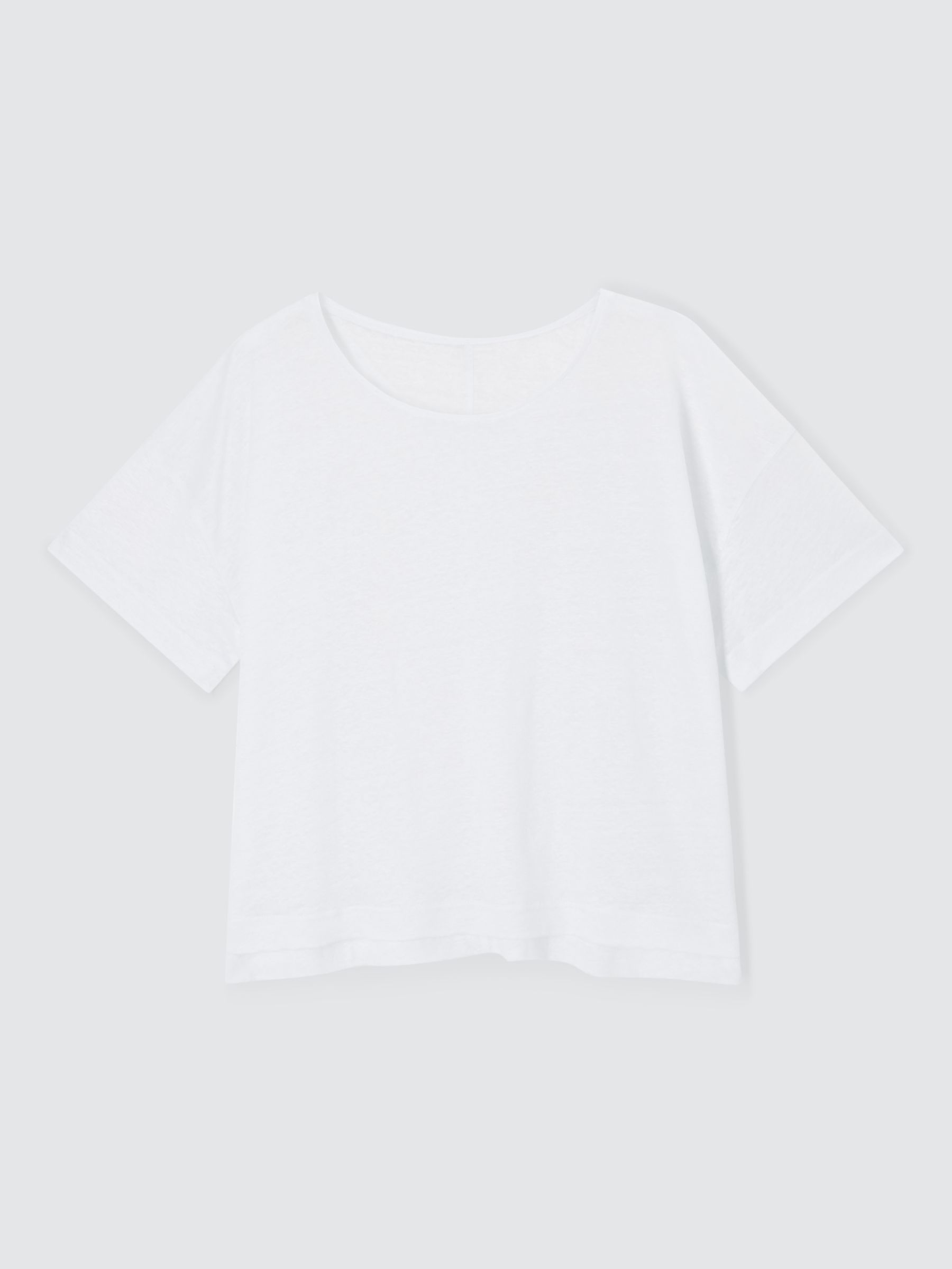 John Lewis Relaxed Linen Crew Neck T-Shirt, White, 8