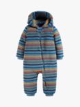 Frugi Kids' Cosy Ted Stripe Fleece Snuggle Suit, Blue/Multi, Blue/Multi