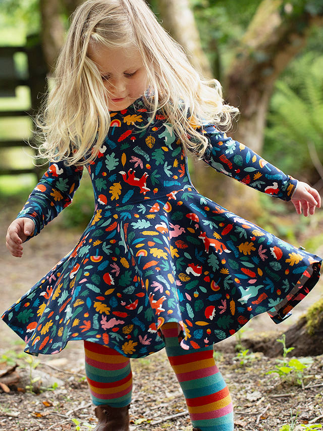 Frugi Baby Sofia Wild Woodland Skater Dress, Multi