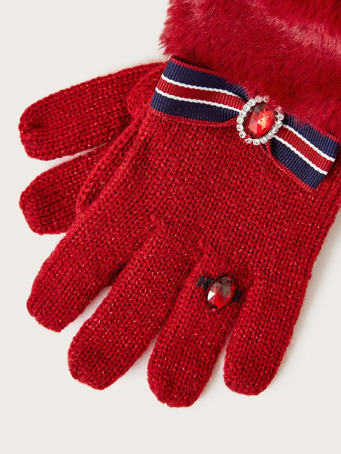 Buy Monsoon Kids' Bow Ring Detail Gloves, Red Online at johnlewis.com