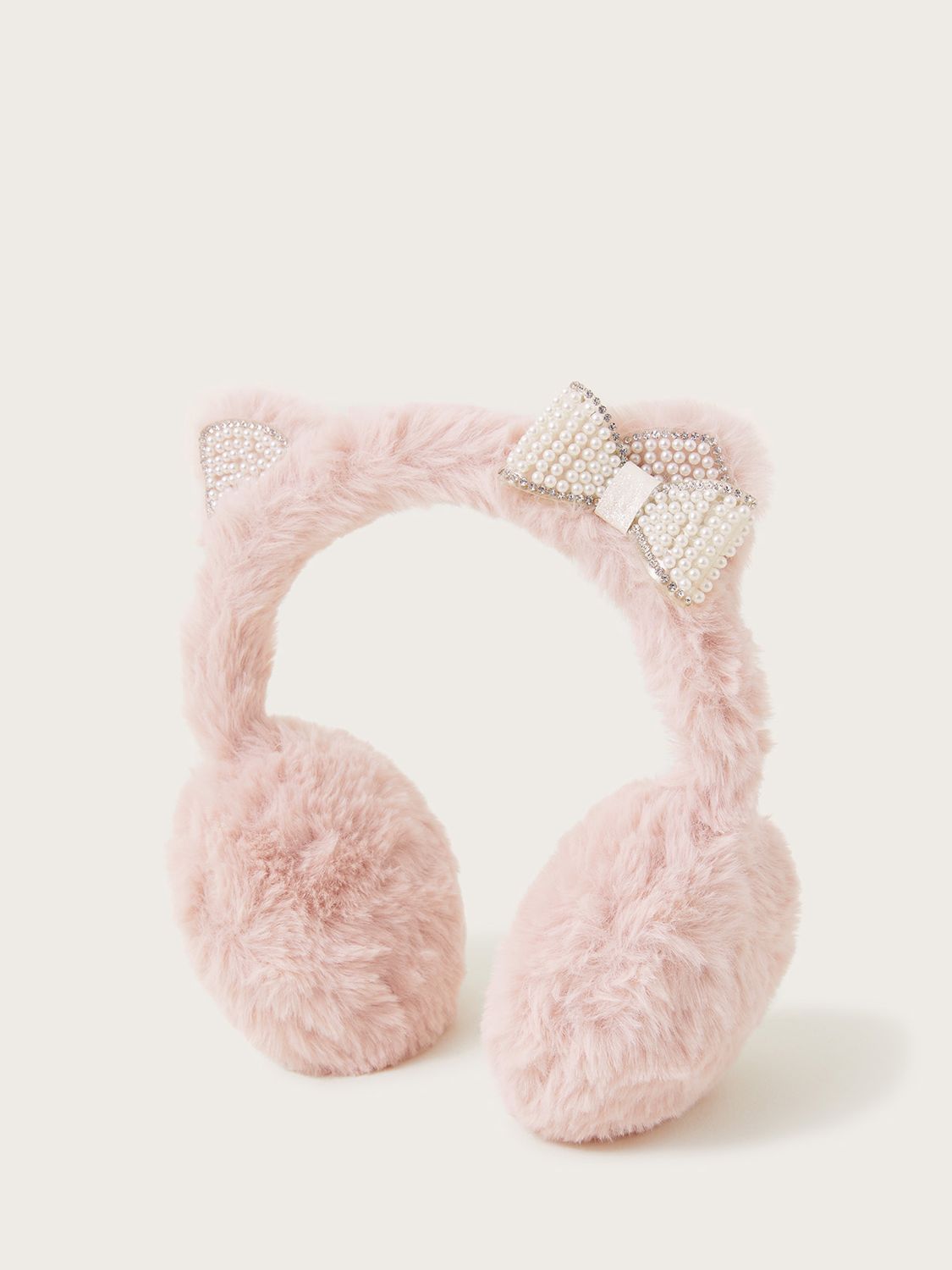 Monsoon Kids' Cat Dazzle Faux Fur Ear Muffs, Pink, One Size