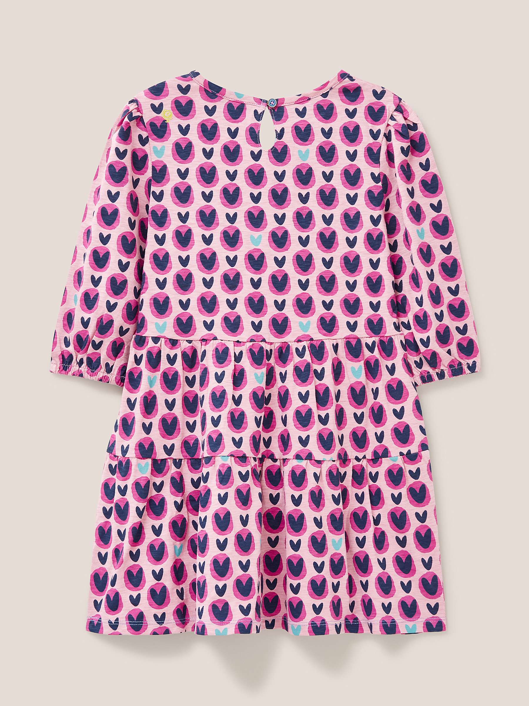 White Stuff Kids' Heart Print Jersey Dress, Pink/Multi at John Lewis ...
