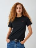 John Lewis ANYDAY Embroidered Flower T-Shirt, Black