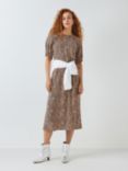 John Lewis ANYDAY Animal Print Puff Sleeve Midi Dress, Neutral