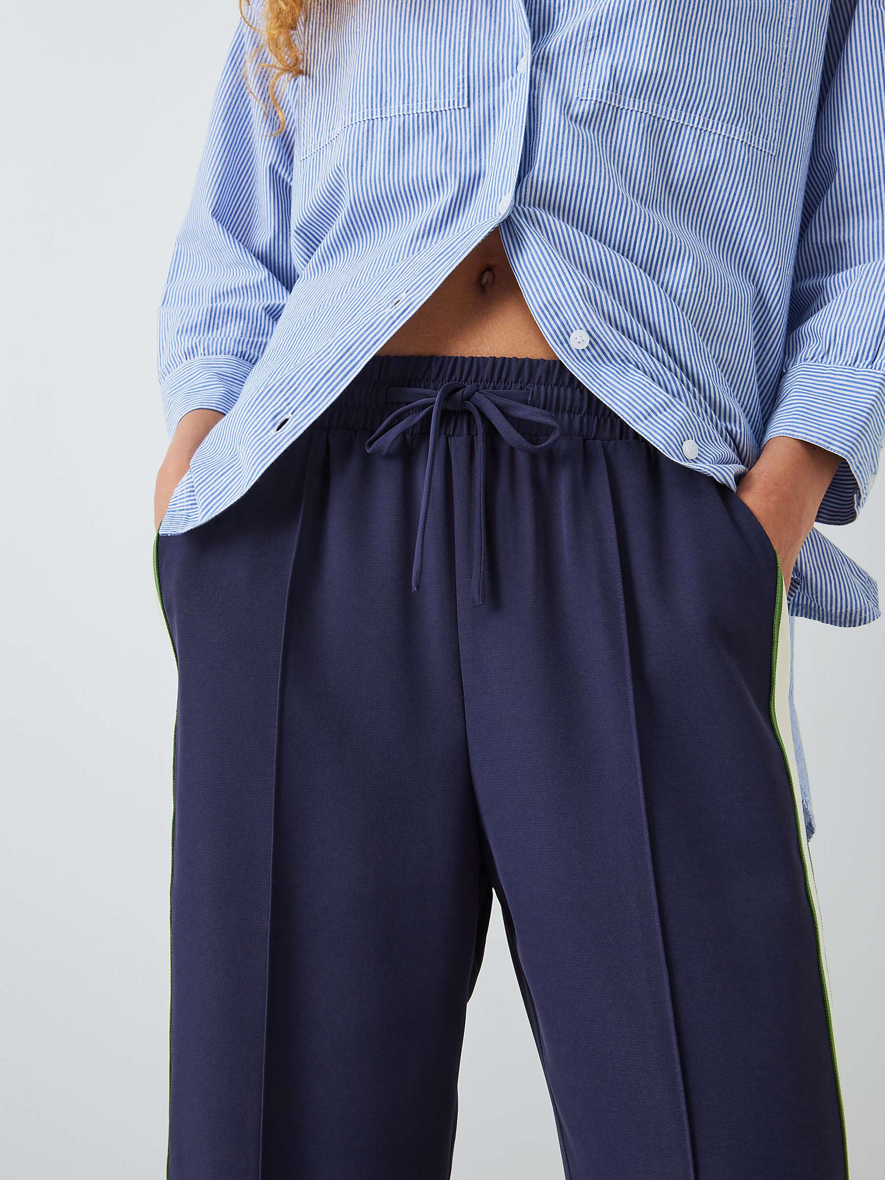 Buy John Lewis ANYDAY Side Stripe Wide Leg Trousers, Navy Online at johnlewis.com