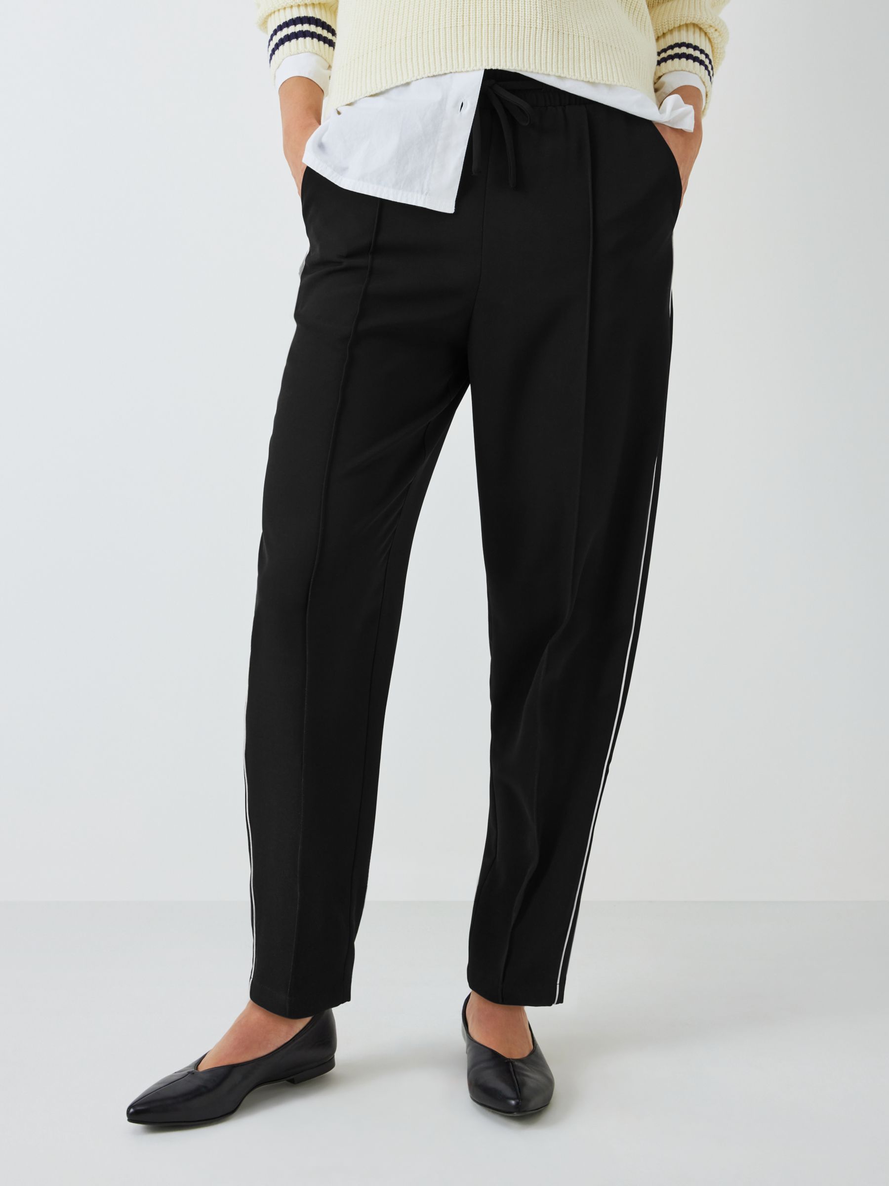 Hobbs Stevie Plain Tailored Tapered Trousers, Navy at John Lewis & Partners