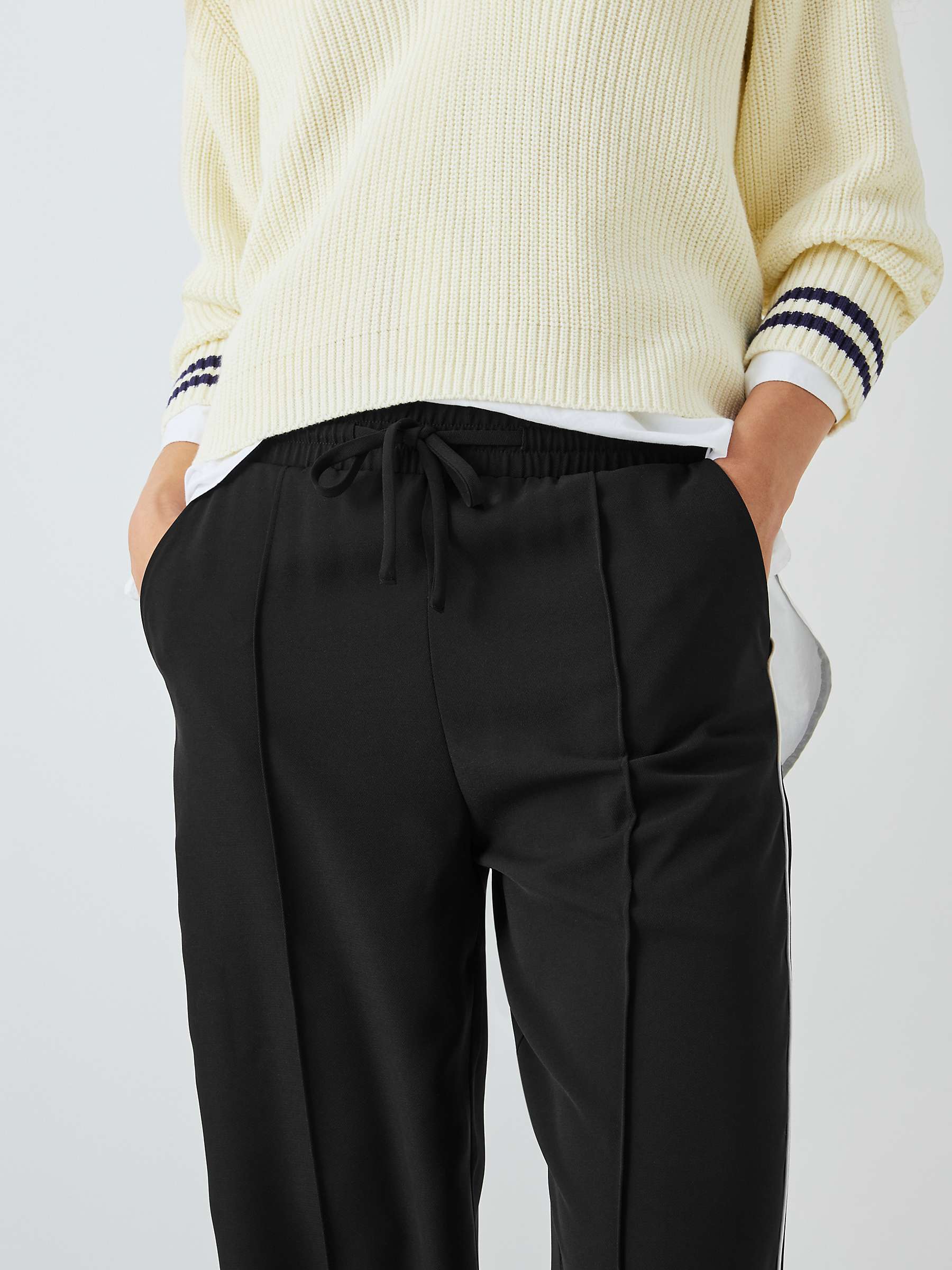 Buy John Lewis ANYDAY Taper Stripe Trousers, Black Online at johnlewis.com