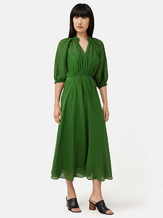 Jigsaw Silk Linen Gauze Midi Dress, Green