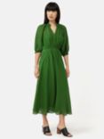 Jigsaw Silk Linen Gauze Midi Dress, Green, Green