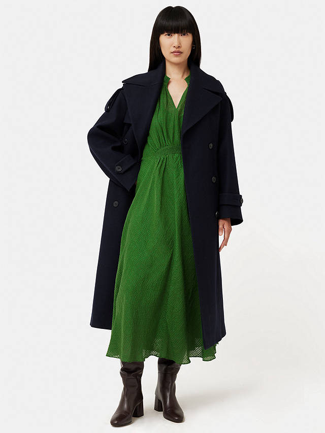 Jigsaw Silk Linen Gauze Midi Dress, Green at John Lewis & Partners